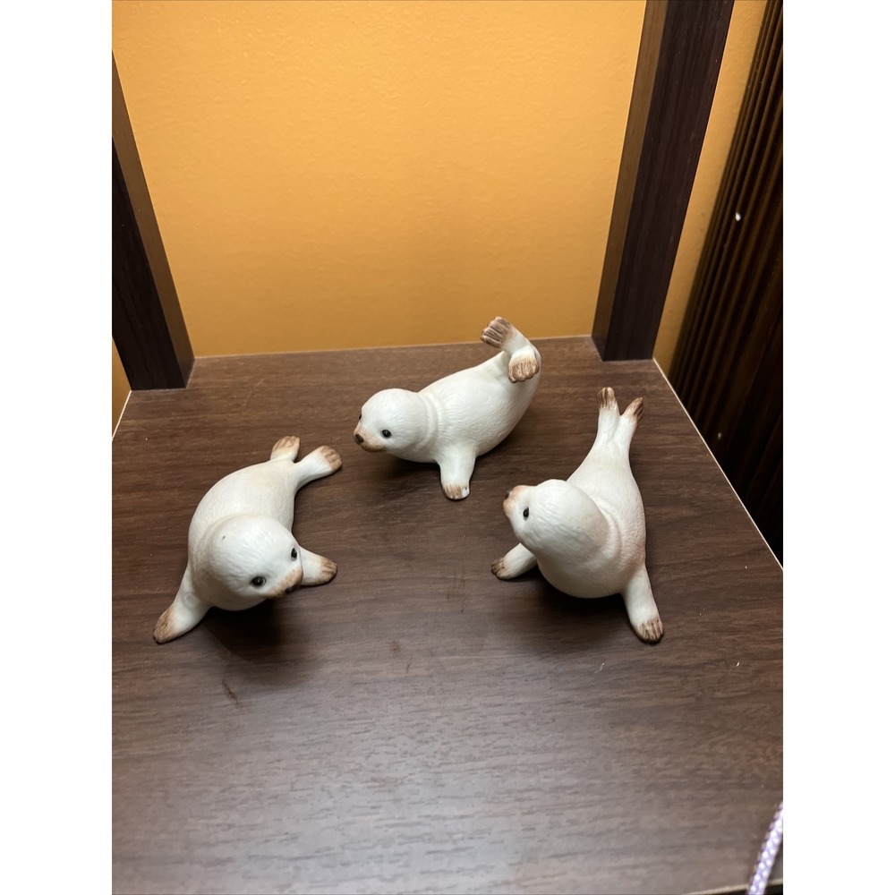 3‎ HOME INTERIOR HOMCO VINTAGE PORCELAIN SEALS FIGURINES #1439